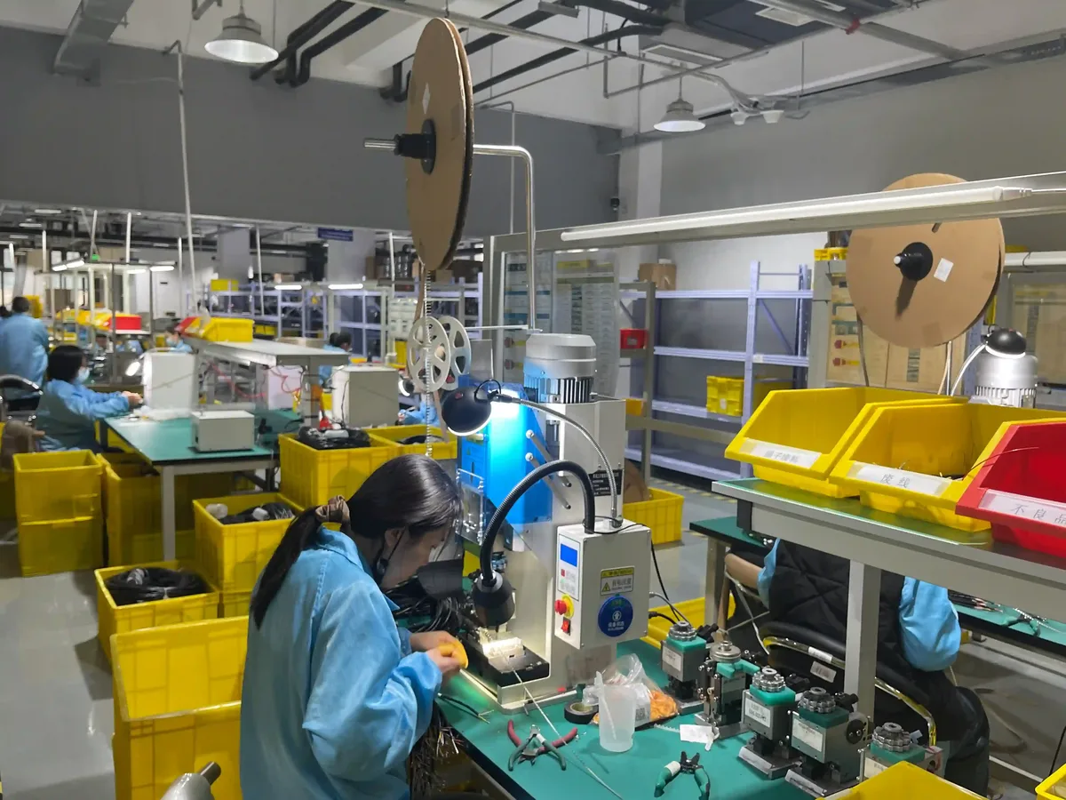 Terminal crimping station at the Shijiazhuang factory